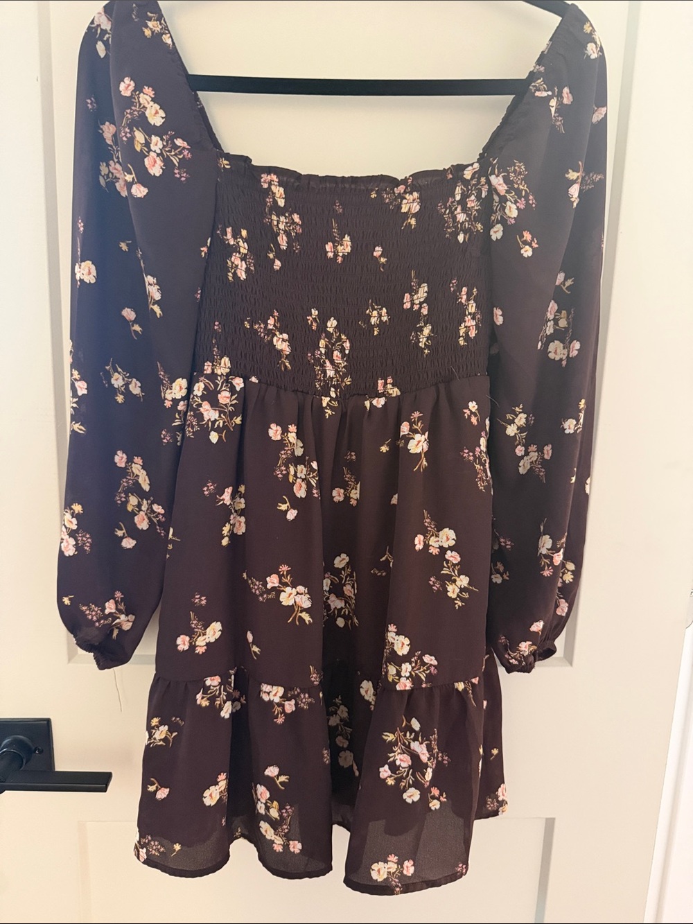 Abercrombie & Fitch Brown Floral Long Sleeve Mini Dress